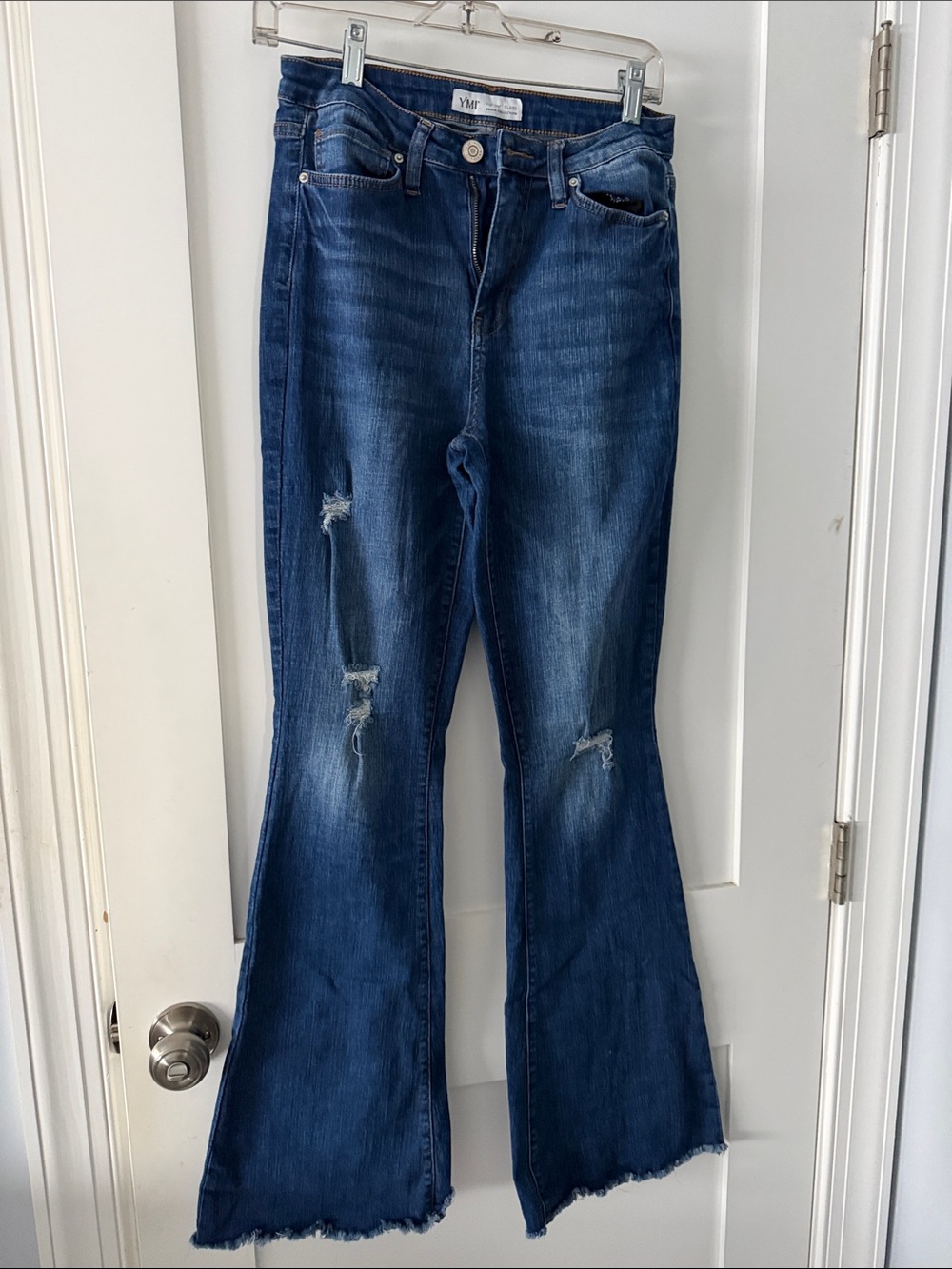 YMI Distressed Dark Blue Women’s Flare Jeans